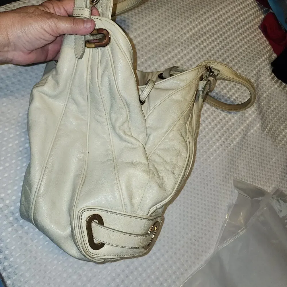 KOOBA EUC WOMEN'S CREAM LEATHER SHOULDER HOBO BAG